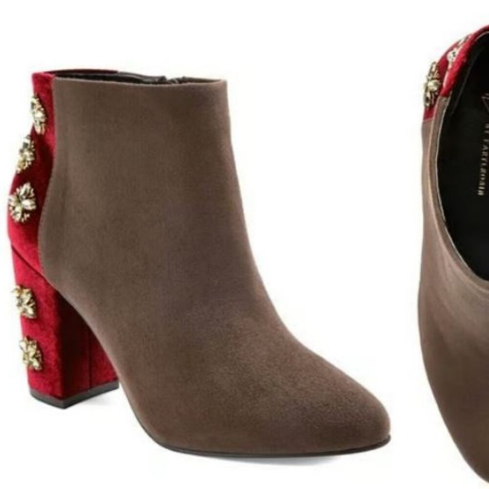 Anthropologie Farylrobin Suede Velvet Fawcett Booties Sz 8 - Picture 1 of 11